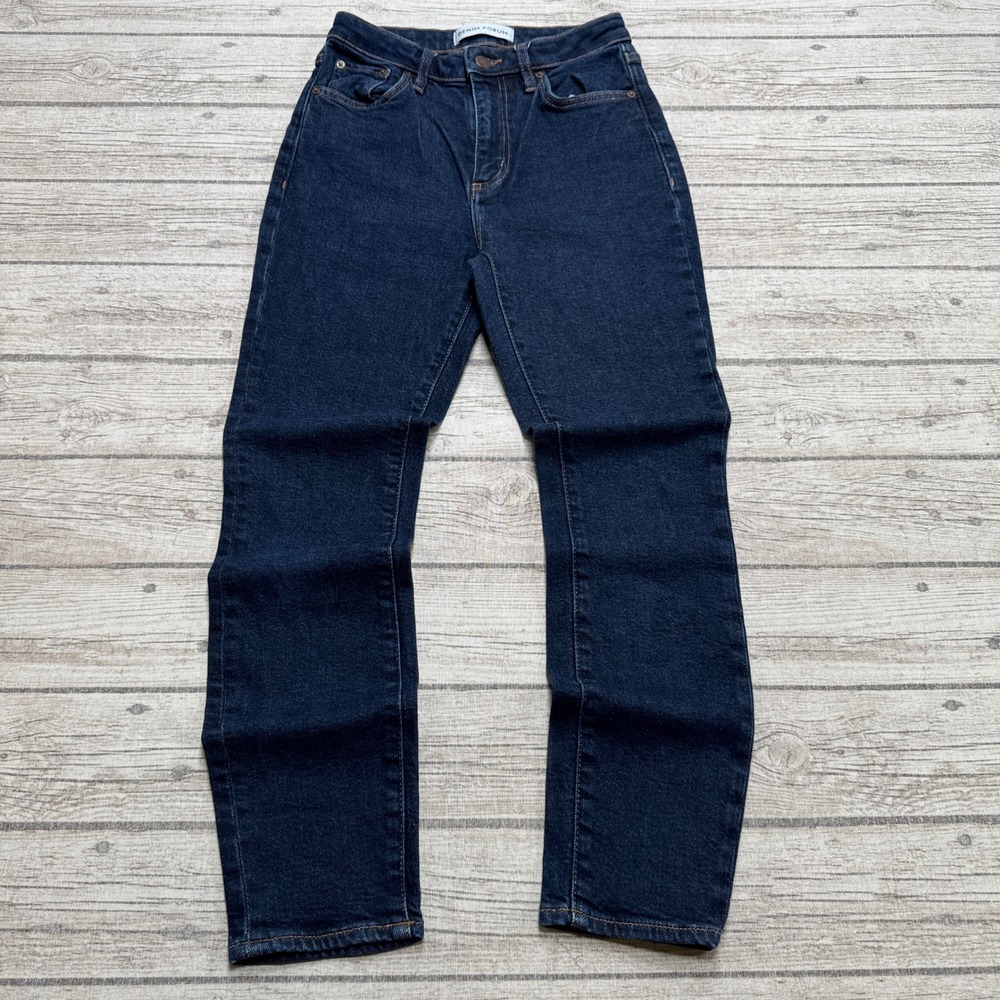Denim Forum Jeans Women's 26 Dark Indigo High Rise Straight Leg Aritzia Preppy